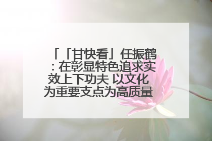 「甘快看」任振鹤：在彰显特色追求实效上下功夫 以文化为重要支点为高质量发展增添动能