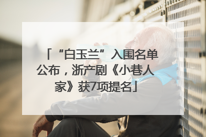 “白玉兰”入围名单公布，浙产剧《小巷人家》获7项提名