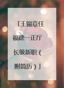 王锡章任福建一正厅长级新职（附简历）