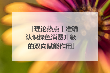 理论热点丨准确认识绿色消费升级的双向赋能作用