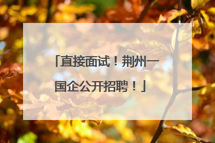 直接面试！荆州一国企公开招聘！