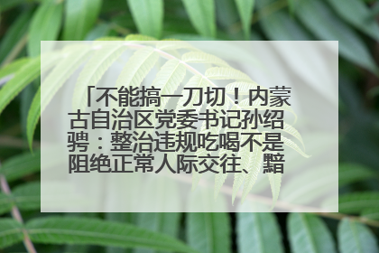 不能搞一刀切！内蒙古自治区党委书记孙绍骋：整治违规吃喝不是阻绝正常人际交往、黯淡人间烟火