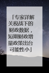 专家详解关税战下的财政数据，短期财政增量政策出台可能性小