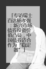 专访瑞士百达杨孝强：新兴市场债券投资价值凸显，中国债券适合作为“稳定器”