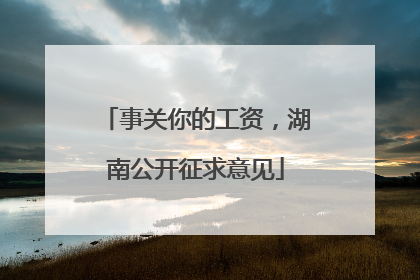 事关你的工资，湖南公开征求意见