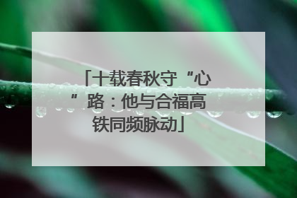十载春秋守“心”路：他与合福高铁同频脉动
