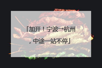 加开！宁波→杭州，中途一站不停