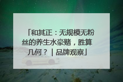 和其正：无规模无粉丝的养生水豪赌，胜算几何？｜品牌观察