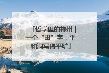 哲学里的郴州｜一个“田”字，平和洞写得平旷