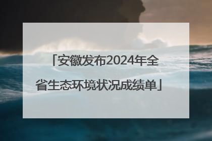 安徽发布2024年全省生态环境状况成绩单