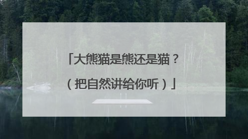 大熊猫是熊还是猫？（把自然讲给你听）