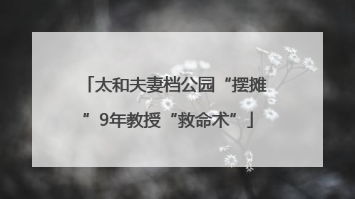 太和夫妻档公园“摆摊”9年教授“救命术”