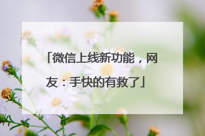 微信上线新功能，网友：手快的有救了
