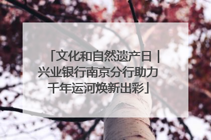 文化和自然遗产日｜兴业银行南京分行助力千年运河焕新出彩