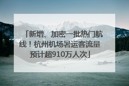 新增、加密一批热门航线！杭州机场暑运客流量预计超910万人次