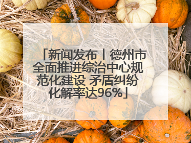 新闻发布丨德州市全面推进综治中心规范化建设 矛盾纠纷化解率达96%