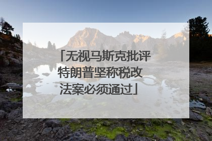 无视马斯克批评 特朗普坚称税改法案必须通过