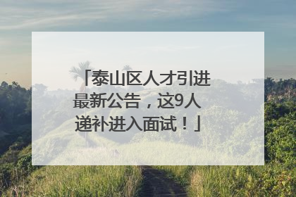 泰山区人才引进最新公告，这9人递补进入面试！