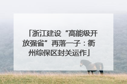 浙江建设“高能级开放强省”再落一子：衢州综保区封关运作