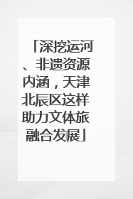 深挖运河、非遗资源内涵，天津北辰区这样助力文体旅融合发展