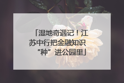 湿地奇遇记！江苏中行把金融知识“种”进公园里