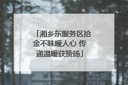 湘乡东服务区拾金不昧暖人心 传递温暖获赞扬