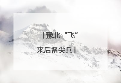 豫北“飞”来后备尖兵