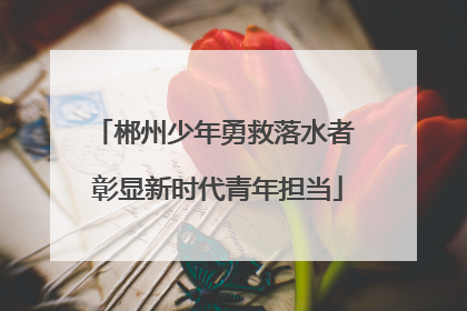 郴州少年勇救落水者 彰显新时代青年担当