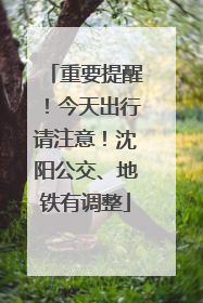 重要提醒！今天出行请注意！沈阳公交、地铁有调整