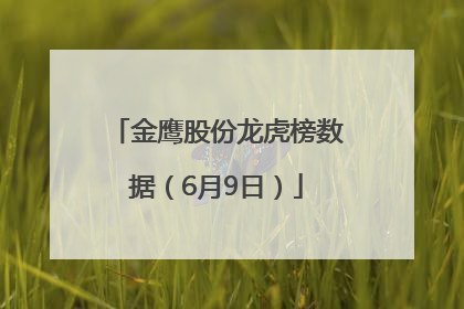 金鹰股份龙虎榜数据（6月9日）