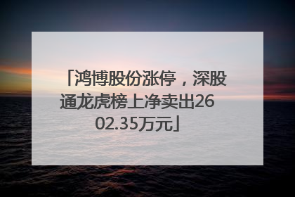 鸿博股份涨停，深股通龙虎榜上净卖出2602.35万元