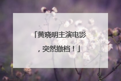 黄晓明主演电影，突然撤档！