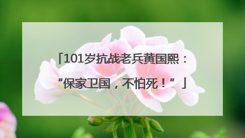 101岁抗战老兵黄国熙：“保家卫国，不怕死！”