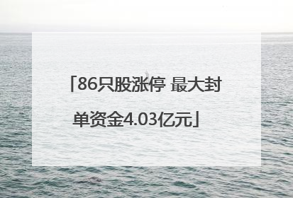 86只股涨停 最大封单资金4.03亿元